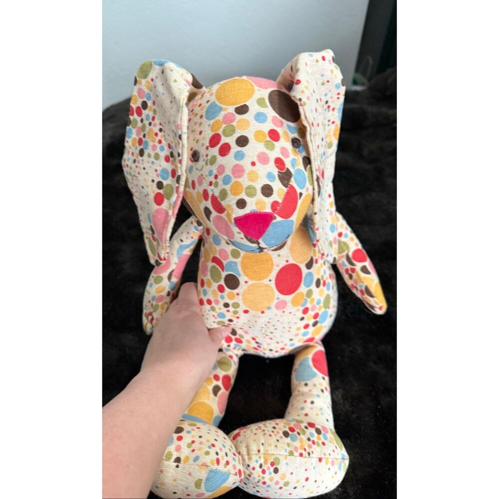 POTTERY BARN KIDS - BUNNY RABBIT - LINEN CLOTH DOTS - 19"